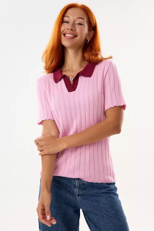 Футболка женская вязаная поло 302159