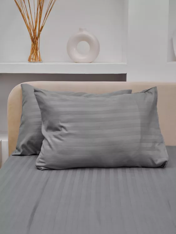 Комплект наволочек Микрофибра Страйп - Светлый серый