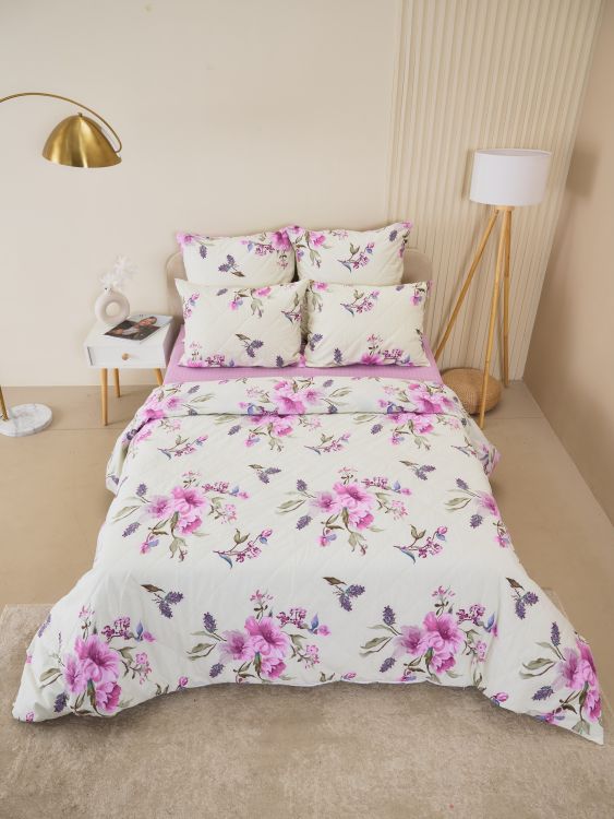 Постельное белье зима-лето из поплина с простыней на резинке - Джина