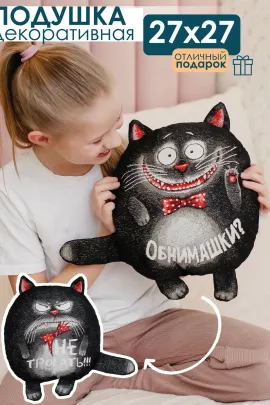 Подушка игрушка Кот обнимашка 27*27