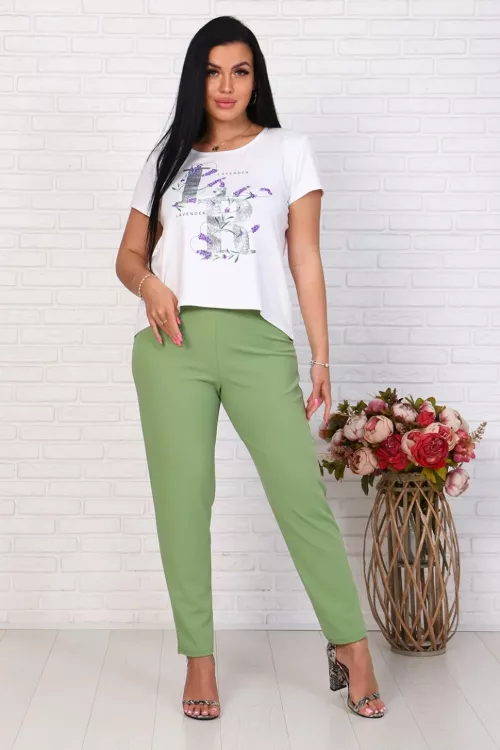 Брюки 24649 оливковый последний размер