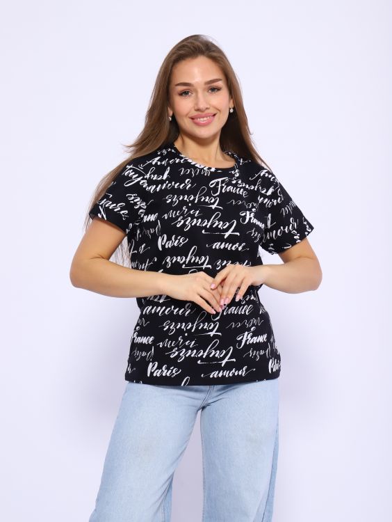 Футболка женская 6-196э (черно-белый)