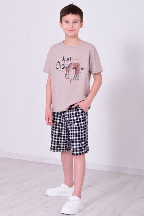 Пижама подростковая 11-070 (бежевый), Ленивец
