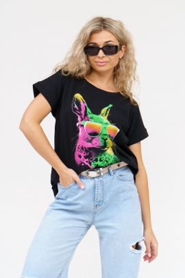 Футболка 347653 черный/заяц последний размер