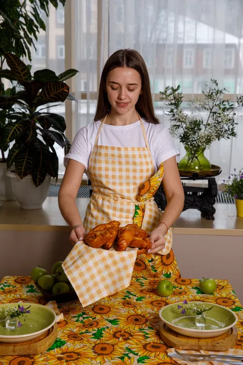 Набор Мари Санна Подсолнухи+клетка (скатерть 150*180+салфетки 6 шт.)