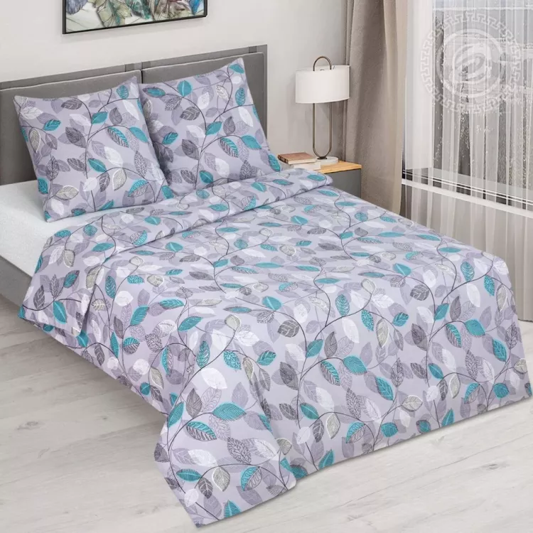 Комплект постельного белья (КПБ) Серебряные листья бязь последний размер