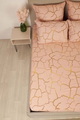 Простыня бязь на резинке - Кракле, цвет пудра