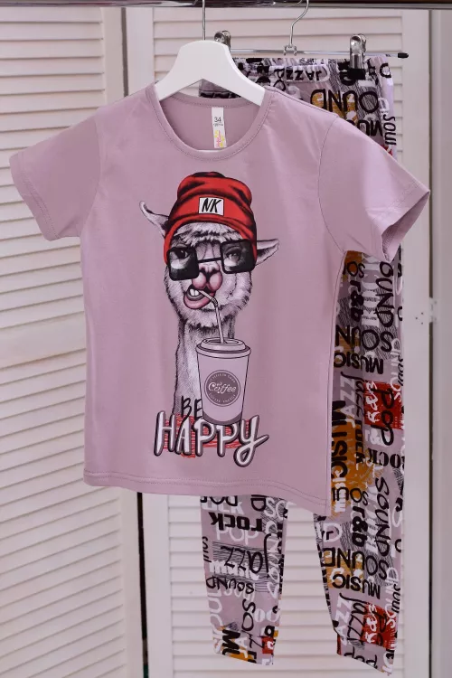 Пижама детская 7-291а (бежевый), Лама