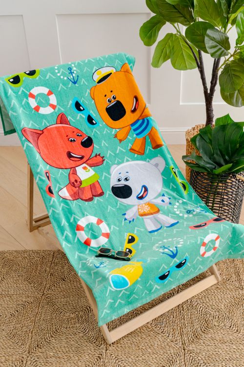 Полотенце пляжное  махровое 70*140, 100 % хлопок, Ми-ми-мишки праздник