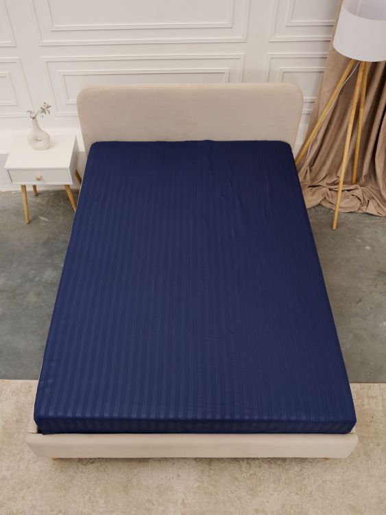 Простыня Микрофибра Страйп на резинке - Синий