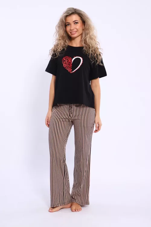 Пижама 46630 сердце черный последний размер