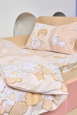 Постельное белье детское поплин с простыней на резинке - Медвежата