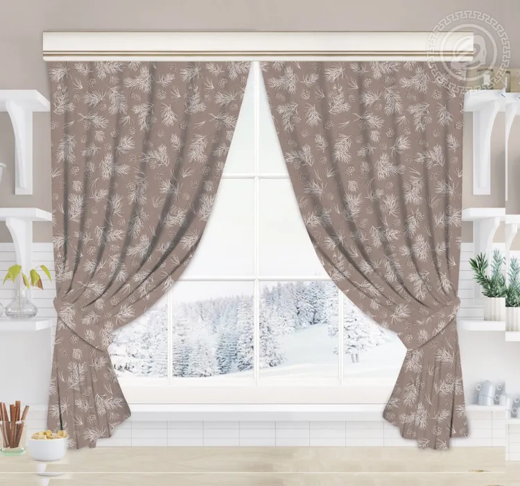 Шторы для кухни с подхватом Шишкин лес Ш.145.180 145*180 Ш.145.180