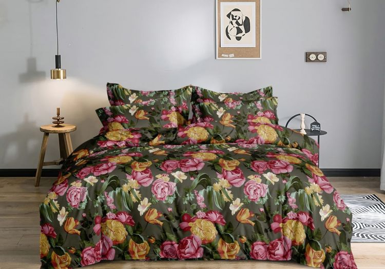 Постельное белье полисатин на молнии - Букет