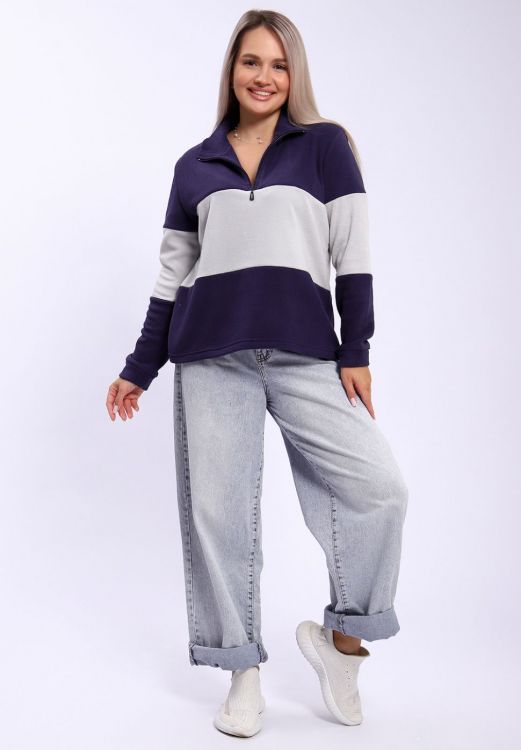 Толстовка 654 КолорБлок темно-синий + серый последний размер