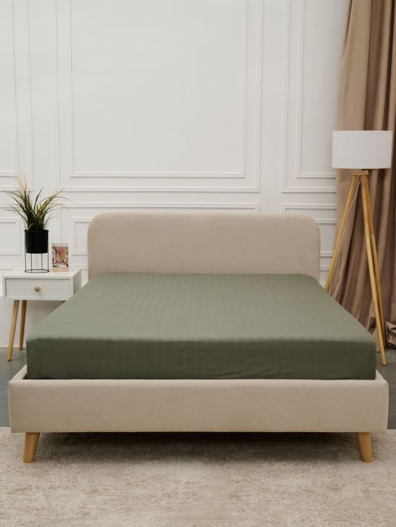 Простыня Микрофибра Страйп на резинке - Хаки