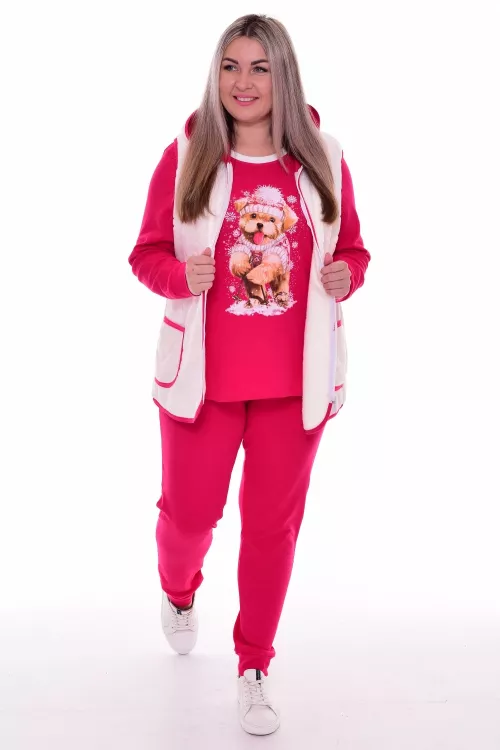 Костюм женский 5-149д (малина+молоко)