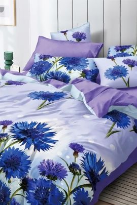 Постельное белье поплин эксклюзив на молнии - Васильковое поле