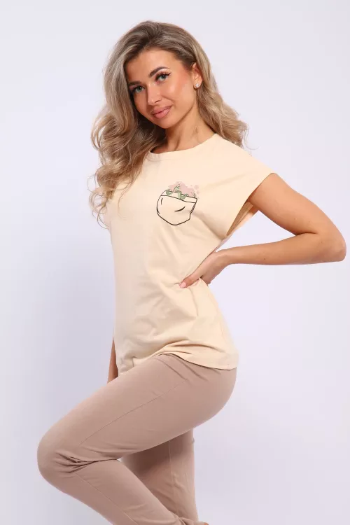 Пижама женская Змейка 46673 бежевый последний размер