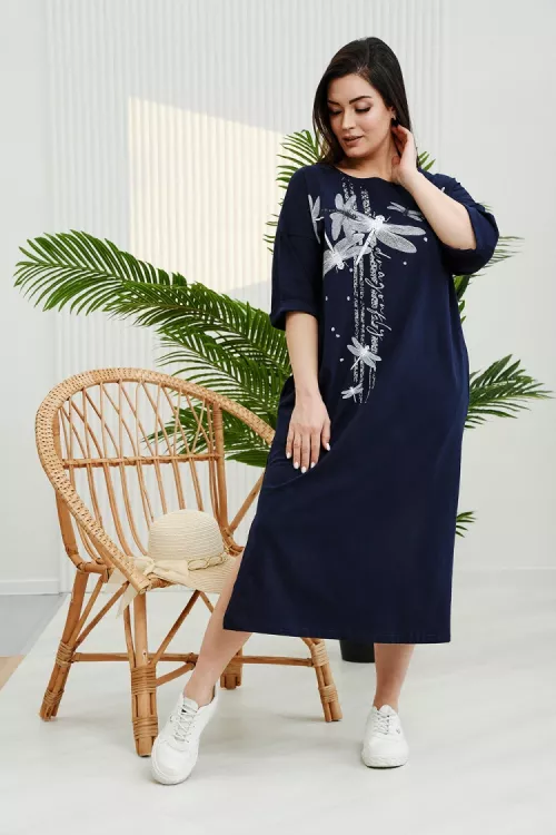 Платье 1297 П темно-синий последний размер