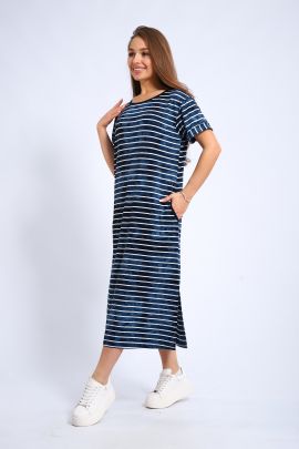 Платье женское 4-106а (индиго полоска)