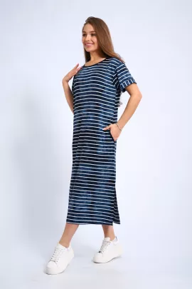 Платье женское 4-106а (индиго полоска)
