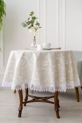 Скатерть Шантильи с кружевом круглая