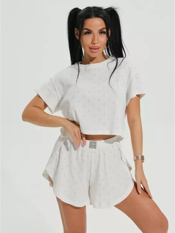 Зефир пижама женская (сердечки)