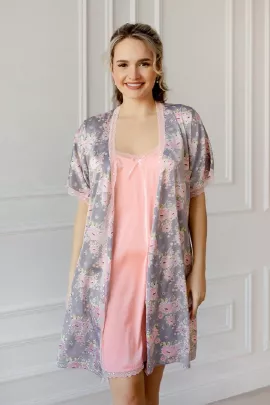 Пеньюар-двойка Лаура розовый последний размер