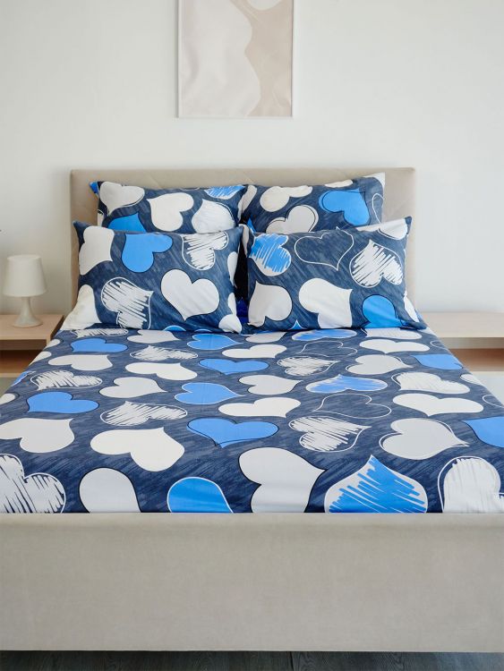 Простыня поплин - РОМАНТИКА (синий)