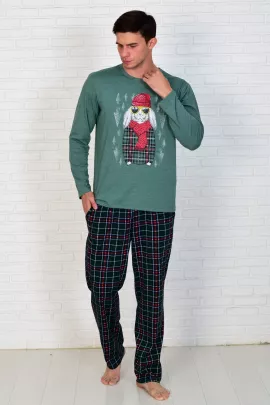 Пижама мужская  9-204 (изумруд), Кролик в шапке