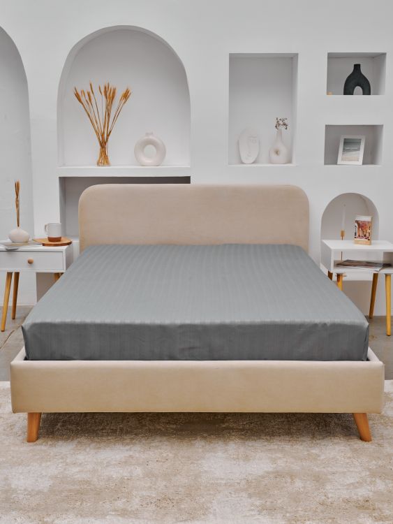 Простыня Микрофибра Страйп - Светлый серый