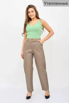 Брюки джоггеры 9171 К экокожа коричневый последний размер