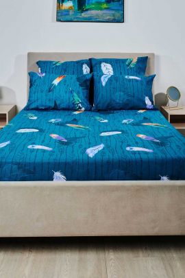 Простыня бязь - Перья, цвет зеленый