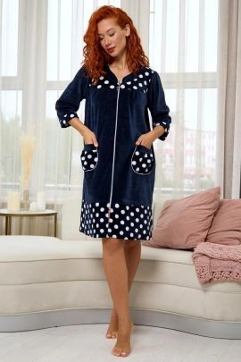 Халат 354557 велюровый темно-синий последний размер