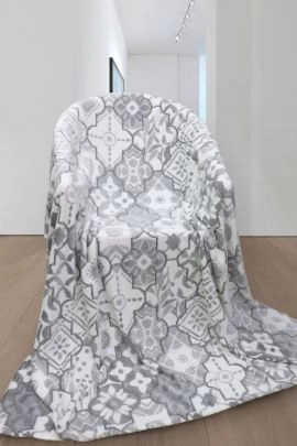 Плед Марокко велсофт светло-серый последний размер