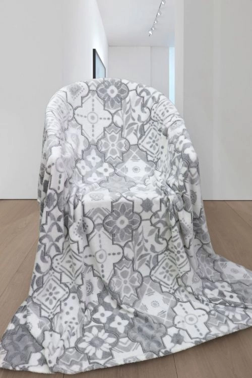 Плед Марокко велсофт светло-серый последний размер